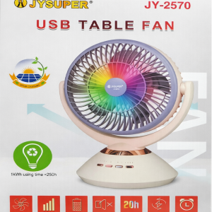 JY SUPER Desk Fan JY 2570 LED 360 Moving – লাইট সহ টেবিল ফ্যান ২৫৭০