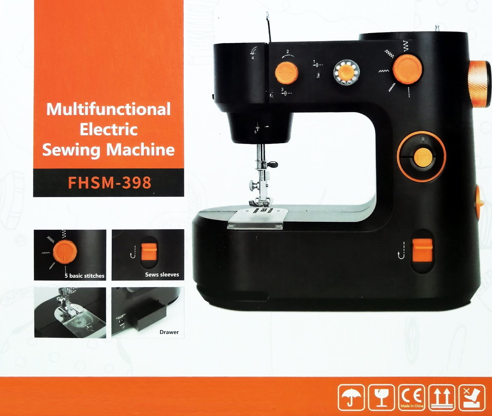 FHSM 398 Multi-Function Electric Mini Sewing Machine - 398 মডেল ৫ ধরনের সেলাই হবে