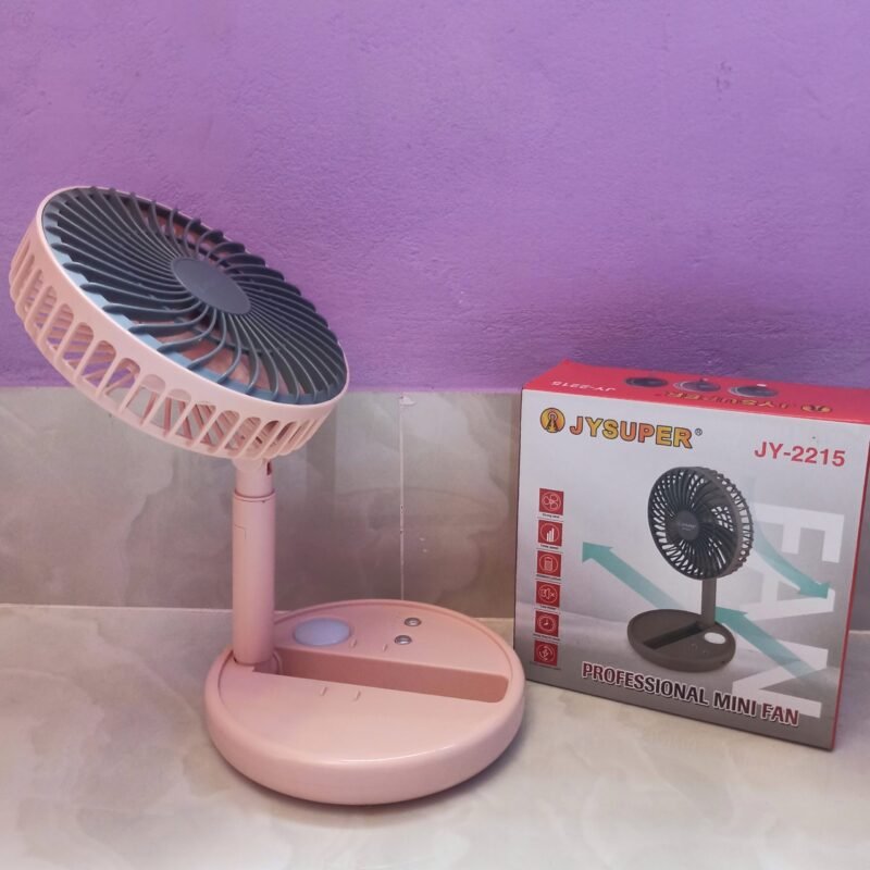 JY SUPER Rechargeable Foldable Fan JY 2215 With LED Light - লাইট সহ ফ্যান ২২১৫ - Image 3