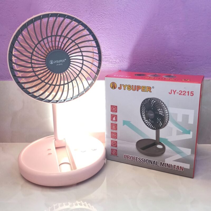JY SUPER Rechargeable Foldable Fan JY 2215 With LED Light - লাইট সহ ফ্যান ২২১৫ - Image 2