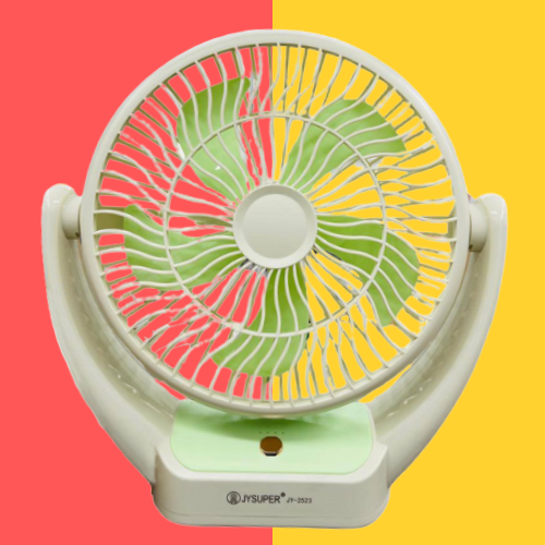 JY SUPER Rechargeable Desk Fan JY-2523 Mint Green - টেবিল ফ্যান ২৫২৩ মিন্ট গ্রিন - Image 3